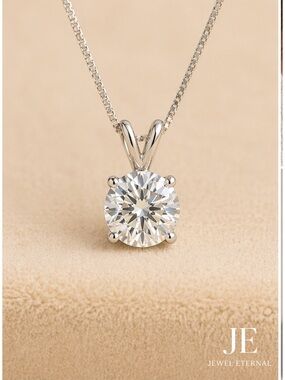 2ct Moissanite Pendant Necklace D VVS1 Sterling Silver Chain Included